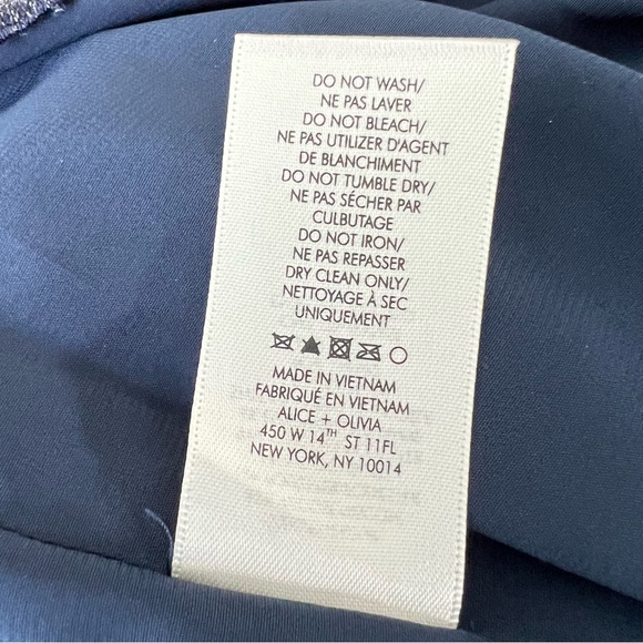 ALICE + OLIVIA Clyde Sapphire Glitter Lace A-Line Sleeveless Mini Dress Sz 4 NWT - Picture 14 of 16